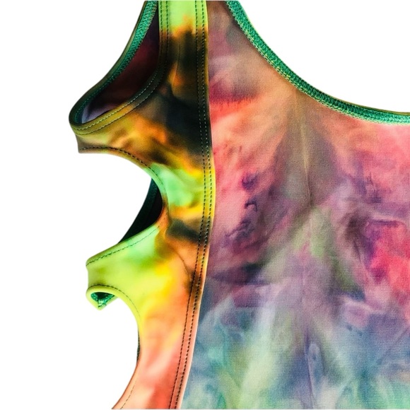 Lolli Rainbow Tie Dye Side Heart Cut Out One Piece Swim Suit - Picture 11 of 14